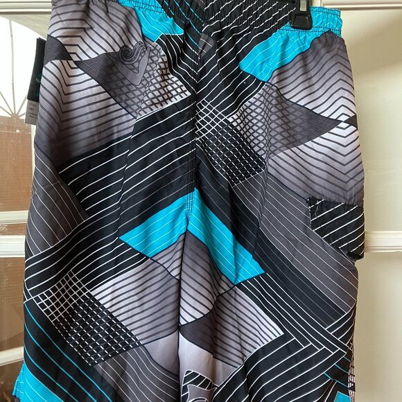 Boy's size XL Blue & Gray Geometric Swim Short (NWT) - Picture 2 of 7